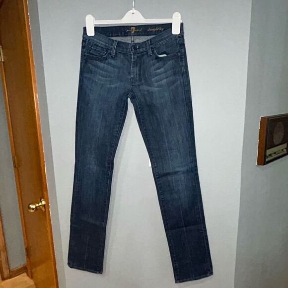 7 for All Mankind straight leg‎ denim blue medium wash women’s jeans size 28 - Picture 1 of 11